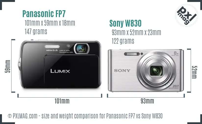 Panasonic FP7 vs Sony W830 size comparison