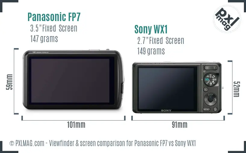 Panasonic FP7 vs Sony WX1 Screen and Viewfinder comparison