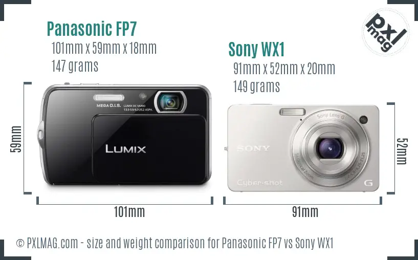 Panasonic FP7 vs Sony WX1 size comparison