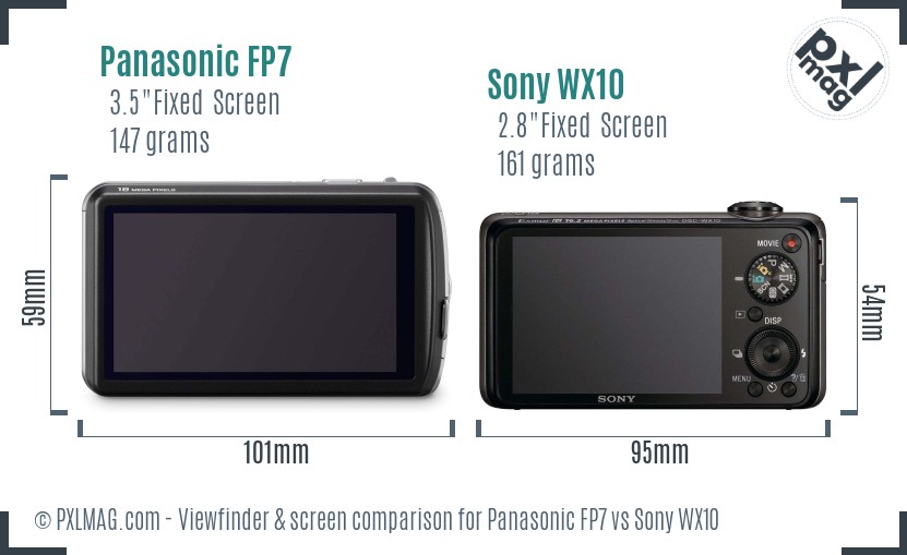 Panasonic FP7 vs Sony WX10 Screen and Viewfinder comparison