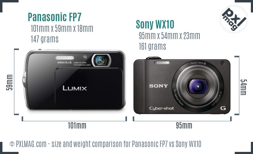 Panasonic FP7 vs Sony WX10 size comparison