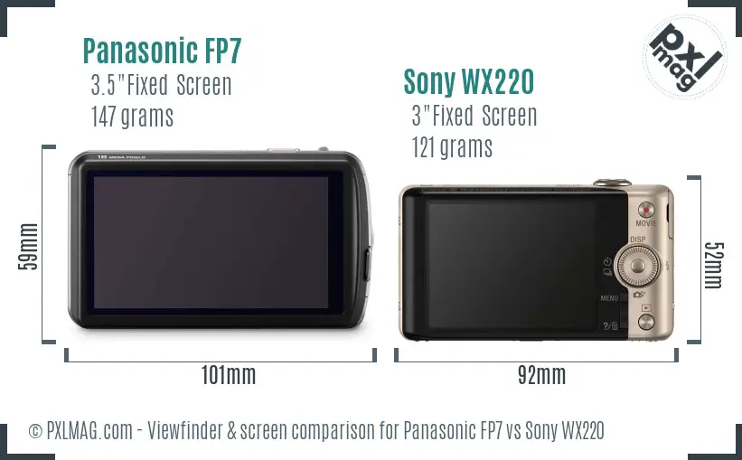 Panasonic FP7 vs Sony WX220 Screen and Viewfinder comparison