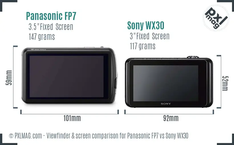 Panasonic FP7 vs Sony WX30 Screen and Viewfinder comparison
