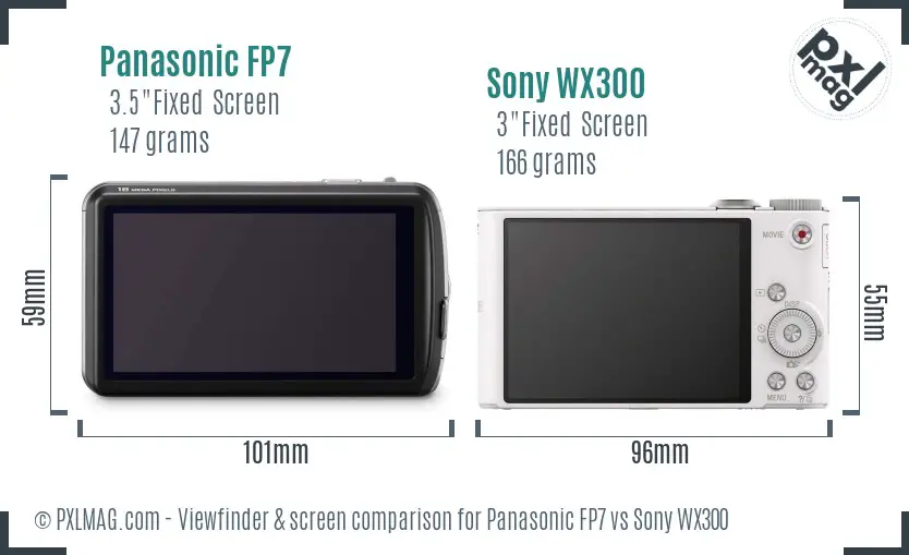 Panasonic FP7 vs Sony WX300 Screen and Viewfinder comparison