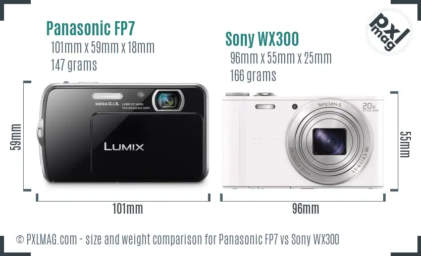 Panasonic FP7 vs Sony WX300 size comparison