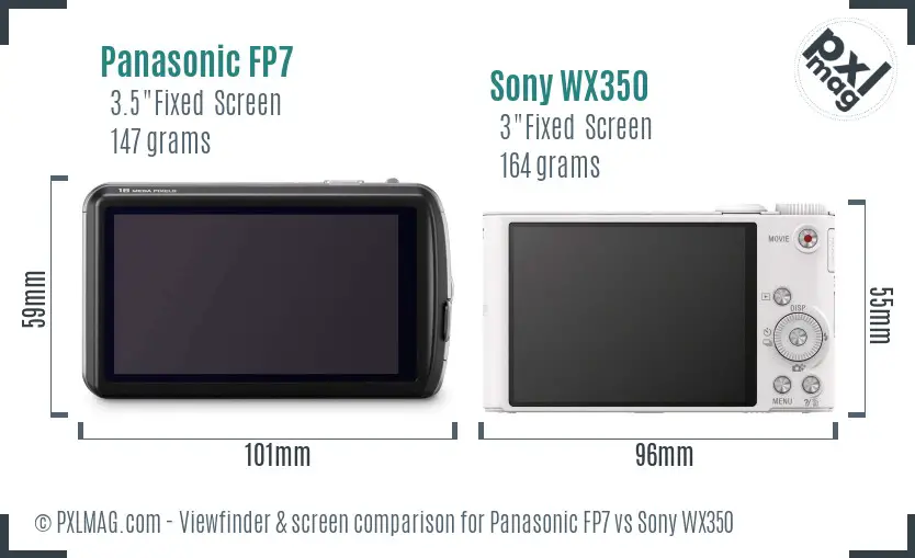 Panasonic FP7 vs Sony WX350 Screen and Viewfinder comparison