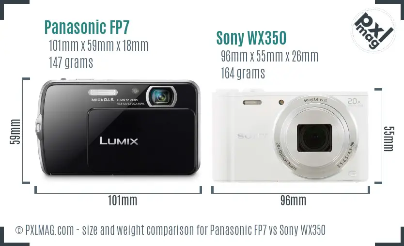 Panasonic FP7 vs Sony WX350 size comparison