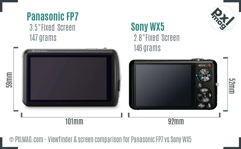Panasonic FP7 vs Sony WX5 Screen and Viewfinder comparison