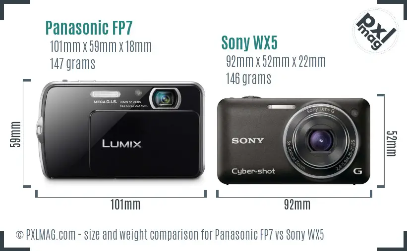 Panasonic FP7 vs Sony WX5 size comparison