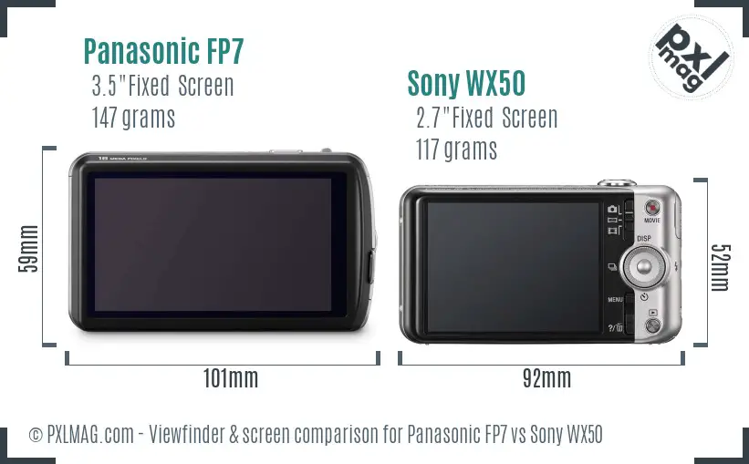 Panasonic FP7 vs Sony WX50 Screen and Viewfinder comparison