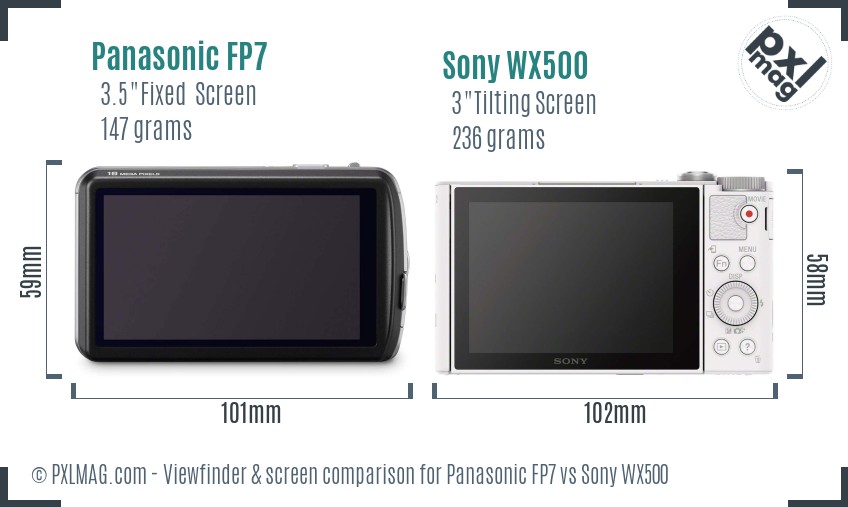 Panasonic FP7 vs Sony WX500 Screen and Viewfinder comparison