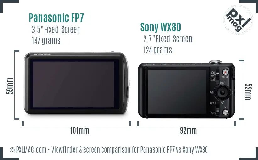 Panasonic FP7 vs Sony WX80 Screen and Viewfinder comparison