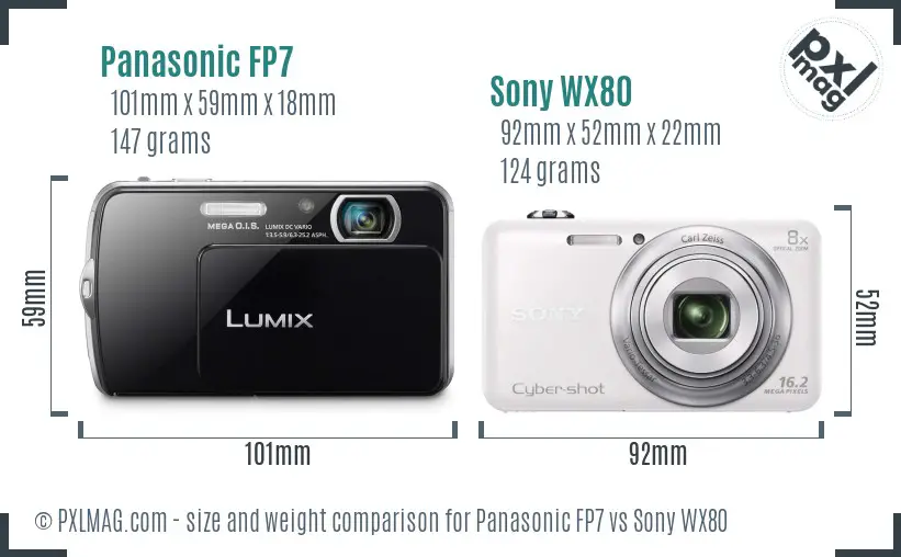 Panasonic FP7 vs Sony WX80 size comparison