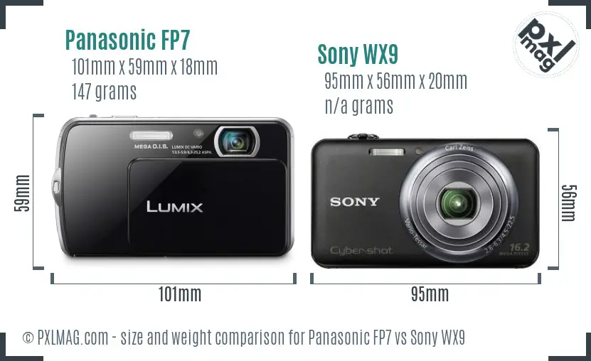 Panasonic FP7 vs Sony WX9 size comparison
