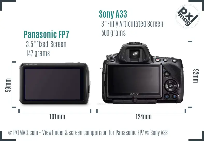 Panasonic FP7 vs Sony A33 Screen and Viewfinder comparison