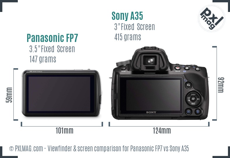 Panasonic FP7 vs Sony A35 Screen and Viewfinder comparison