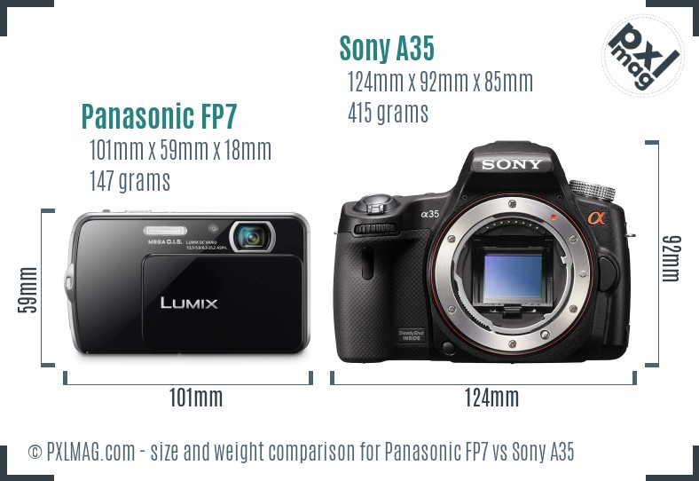 Panasonic FP7 vs Sony A35 size comparison