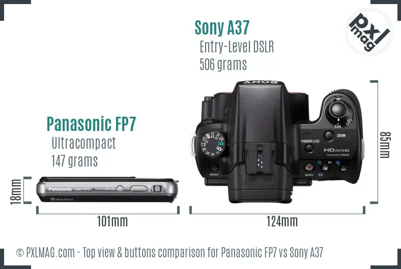 Panasonic FP7 vs Sony A37 top view buttons comparison