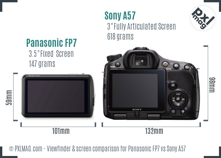 Panasonic FP7 vs Sony A57 Screen and Viewfinder comparison