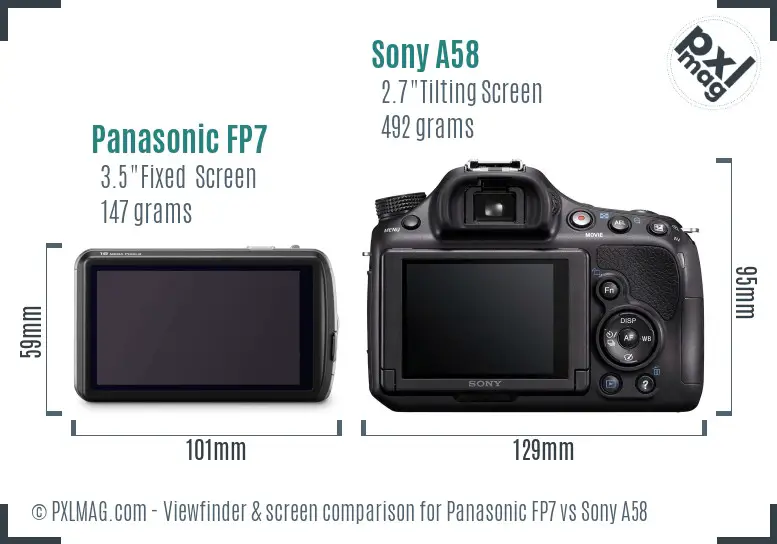 Panasonic FP7 vs Sony A58 Screen and Viewfinder comparison