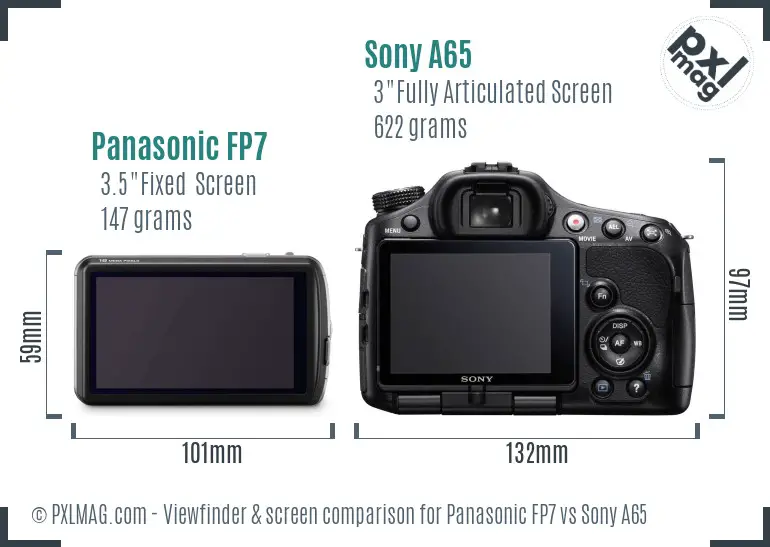 Panasonic FP7 vs Sony A65 Screen and Viewfinder comparison