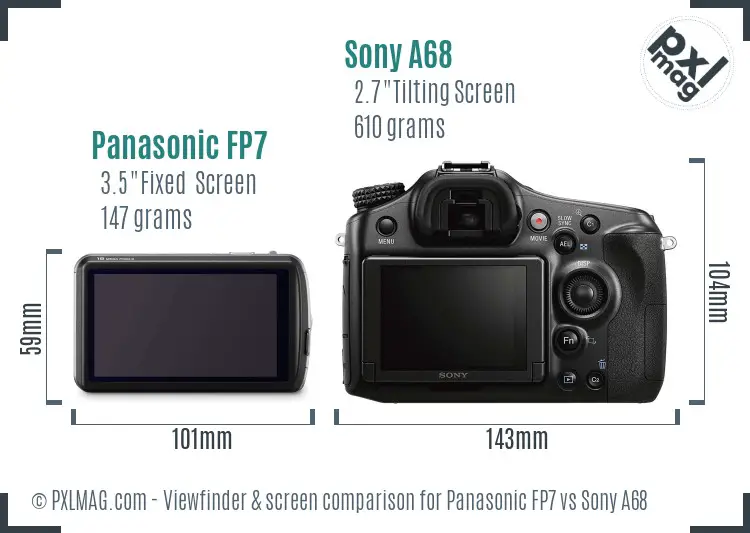 Panasonic FP7 vs Sony A68 Screen and Viewfinder comparison