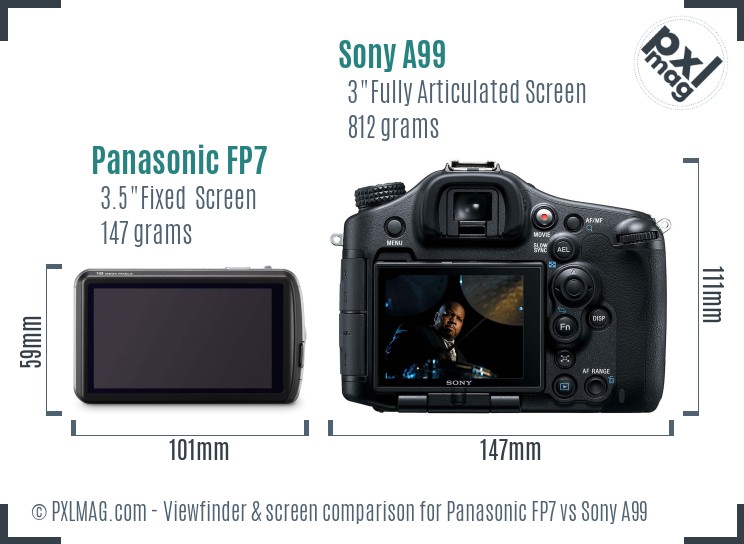 Panasonic FP7 vs Sony A99 Screen and Viewfinder comparison