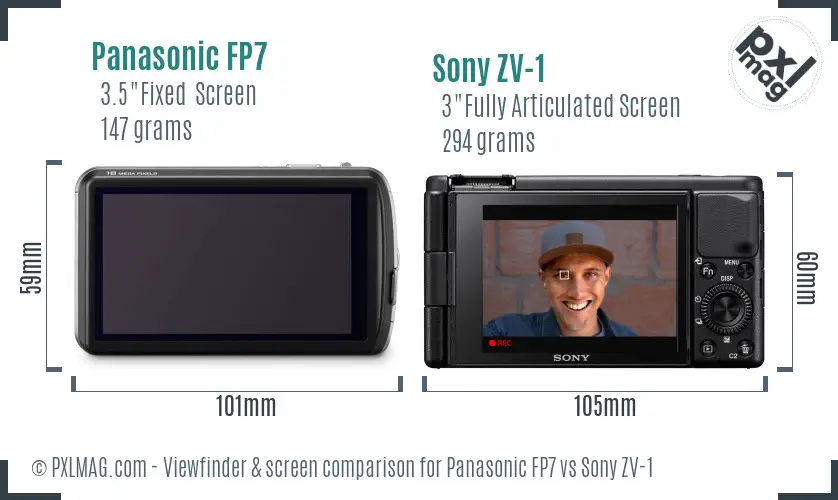 Panasonic FP7 vs Sony ZV-1 Screen and Viewfinder comparison