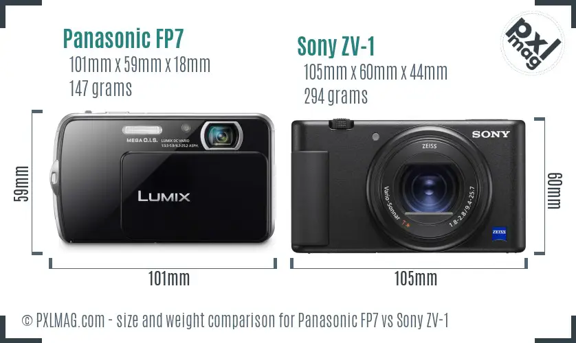 Panasonic FP7 vs Sony ZV-1 size comparison