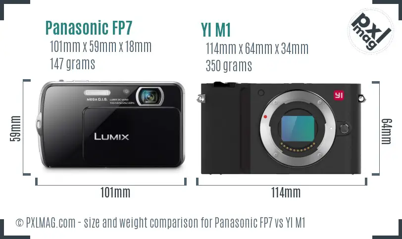 Panasonic FP7 vs YI M1 size comparison