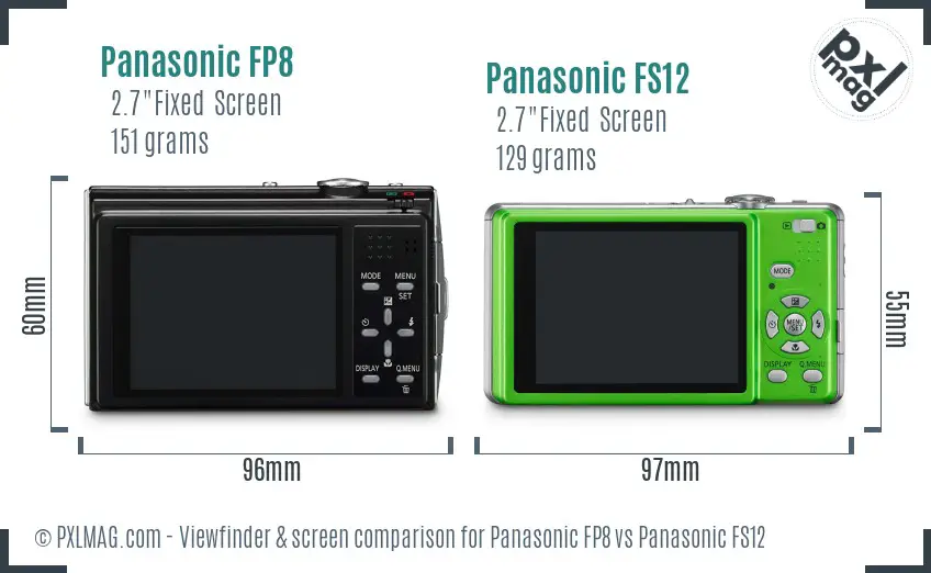 Panasonic FP8 vs Panasonic FS12 Screen and Viewfinder comparison