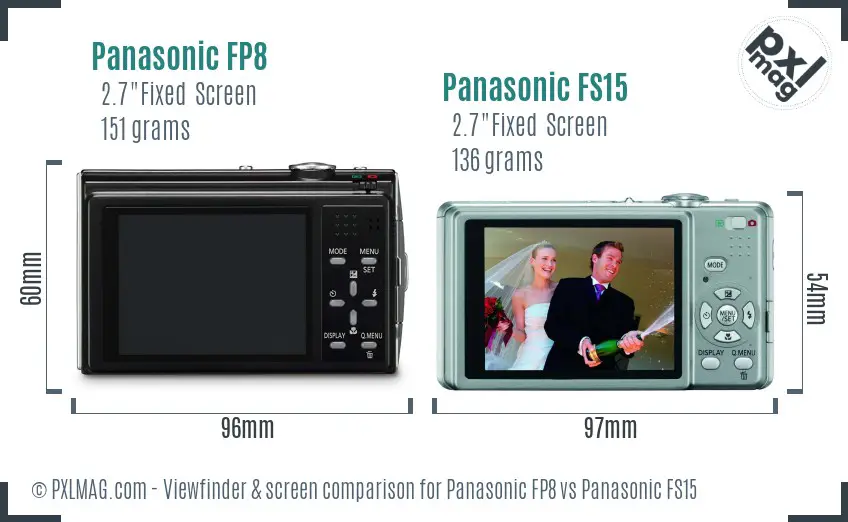 Panasonic FP8 vs Panasonic FS15 Screen and Viewfinder comparison