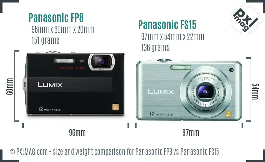 Panasonic FP8 vs Panasonic FS15 size comparison