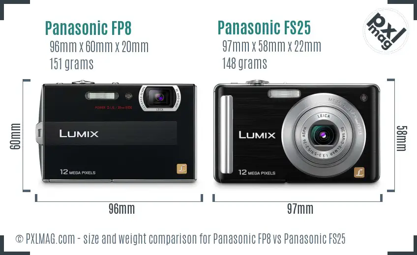 Panasonic FP8 vs Panasonic FS25 size comparison