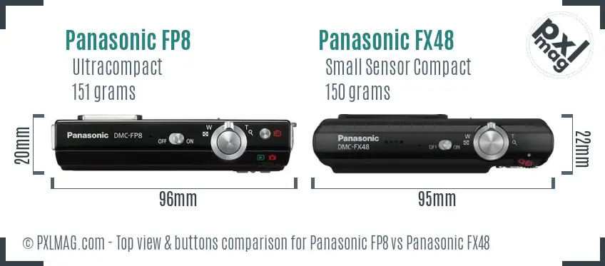 Panasonic FP8 vs Panasonic FX48 top view buttons comparison