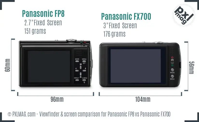 Panasonic FP8 vs Panasonic FX700 Screen and Viewfinder comparison
