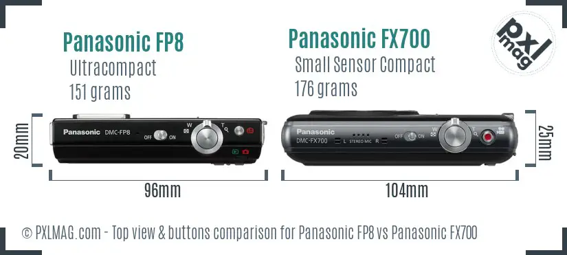 Panasonic FP8 vs Panasonic FX700 top view buttons comparison