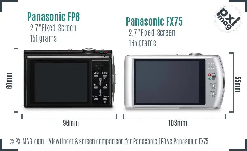 Panasonic FP8 vs Panasonic FX75 Screen and Viewfinder comparison