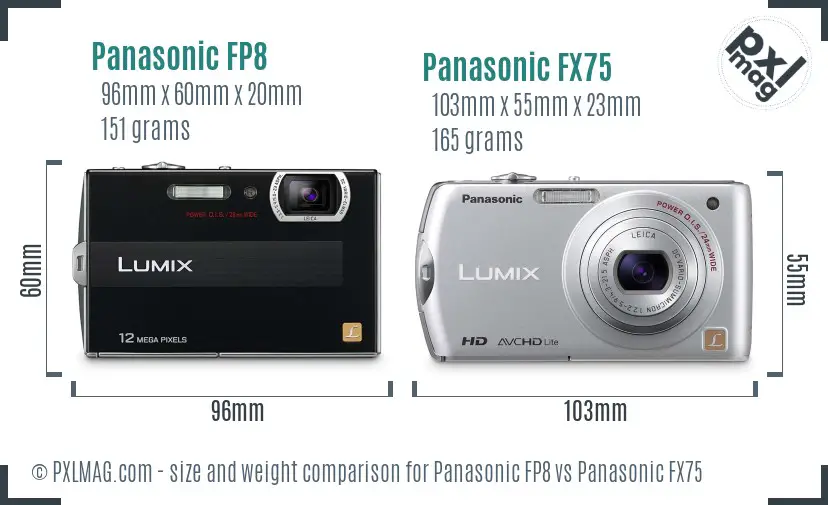 Panasonic FP8 vs Panasonic FX75 size comparison