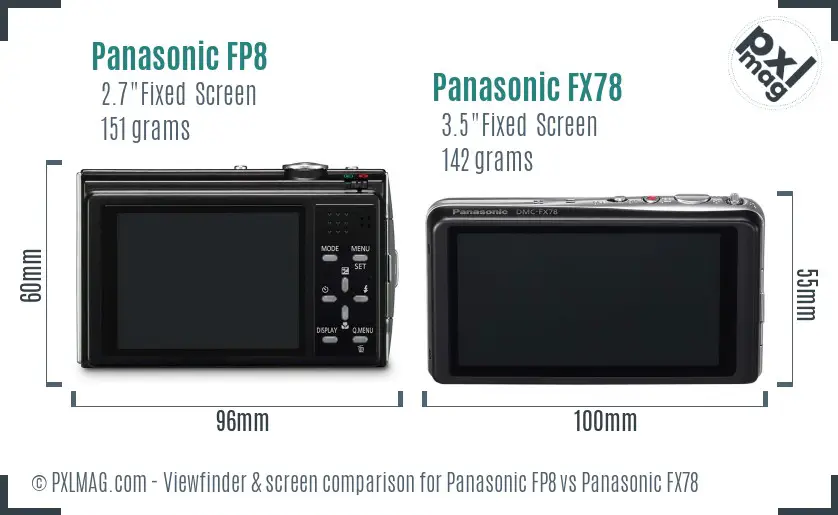 Panasonic FP8 vs Panasonic FX78 Screen and Viewfinder comparison