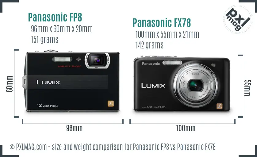 Panasonic FP8 vs Panasonic FX78 size comparison