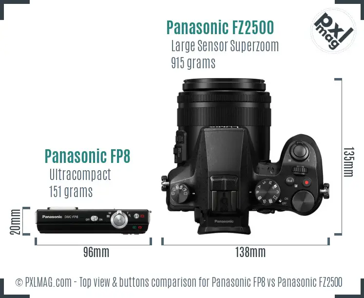 Panasonic FP8 vs Panasonic FZ2500 top view buttons comparison