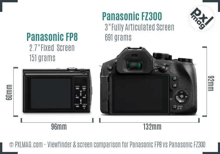 Panasonic FP8 vs Panasonic FZ300 Screen and Viewfinder comparison