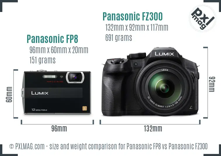 Panasonic FP8 vs Panasonic FZ300 size comparison