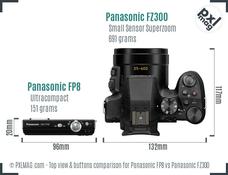 Panasonic FP8 vs Panasonic FZ300 top view buttons comparison