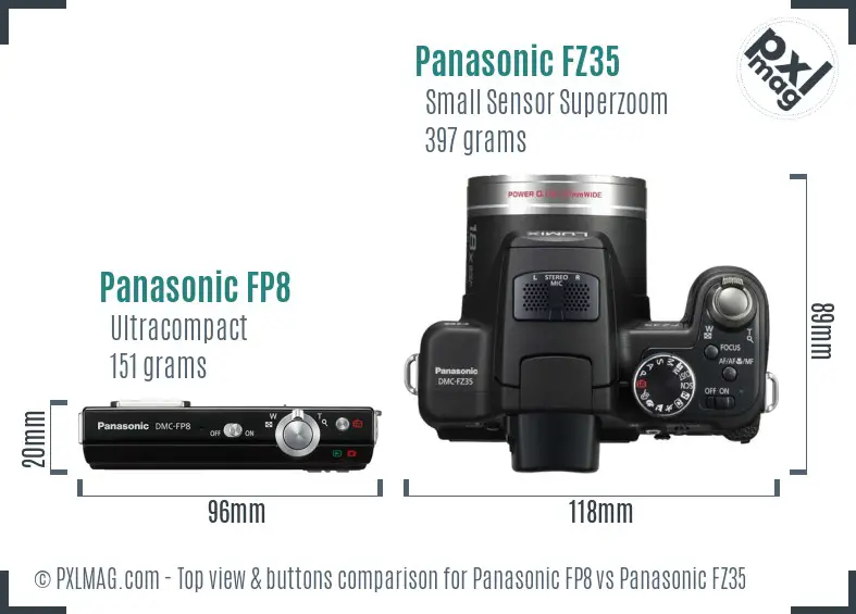 Panasonic FP8 vs Panasonic FZ35 top view buttons comparison