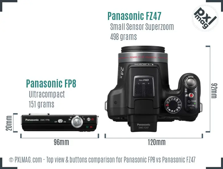 Panasonic FP8 vs Panasonic FZ47 top view buttons comparison