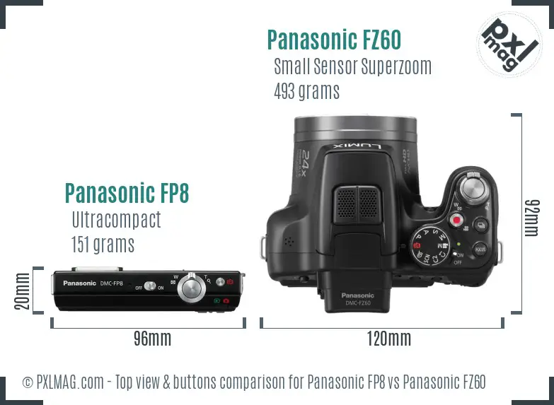 Panasonic FP8 vs Panasonic FZ60 top view buttons comparison
