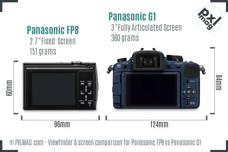 Panasonic FP8 vs Panasonic G1 Screen and Viewfinder comparison Panasonic FP8 vs Panasonic G1 Screen and Viewfinder comparison