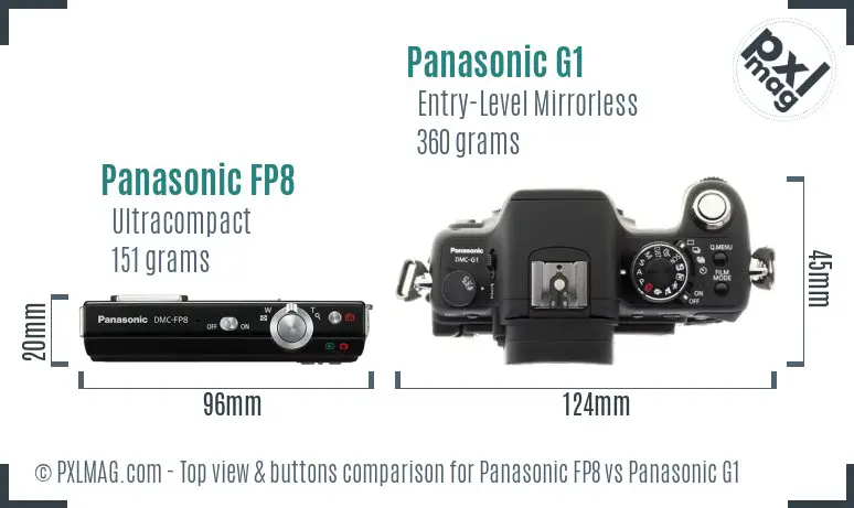 Panasonic FP8 vs Panasonic G1 top view buttons comparison Panasonic FP8 vs Panasonic G1 top view buttons comparison